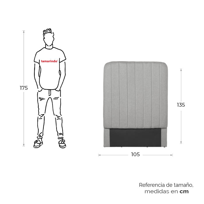 Cabecera Individual Tela Gris Claro Zetro | Cabeceras | recamaras